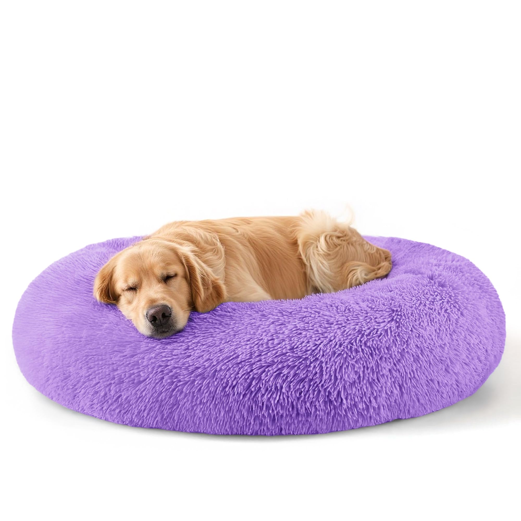 Cat bed, 20 inch soothing donut bed for puppies and kittens, washable round fluffy pet bed for small and medium-sized dogs and cats (light gray)