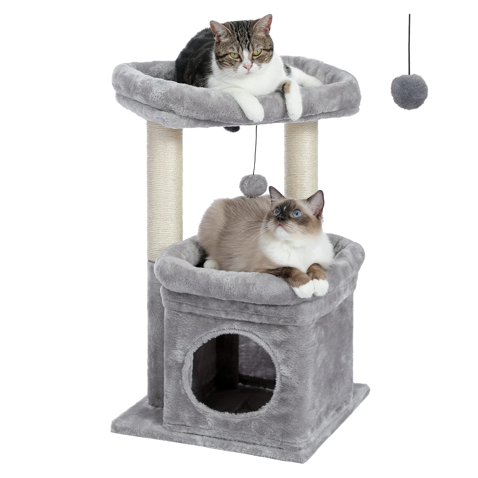 Four in one cactus cat tree, 33 inch indoor cat tower, with large apartment, cat scratching post