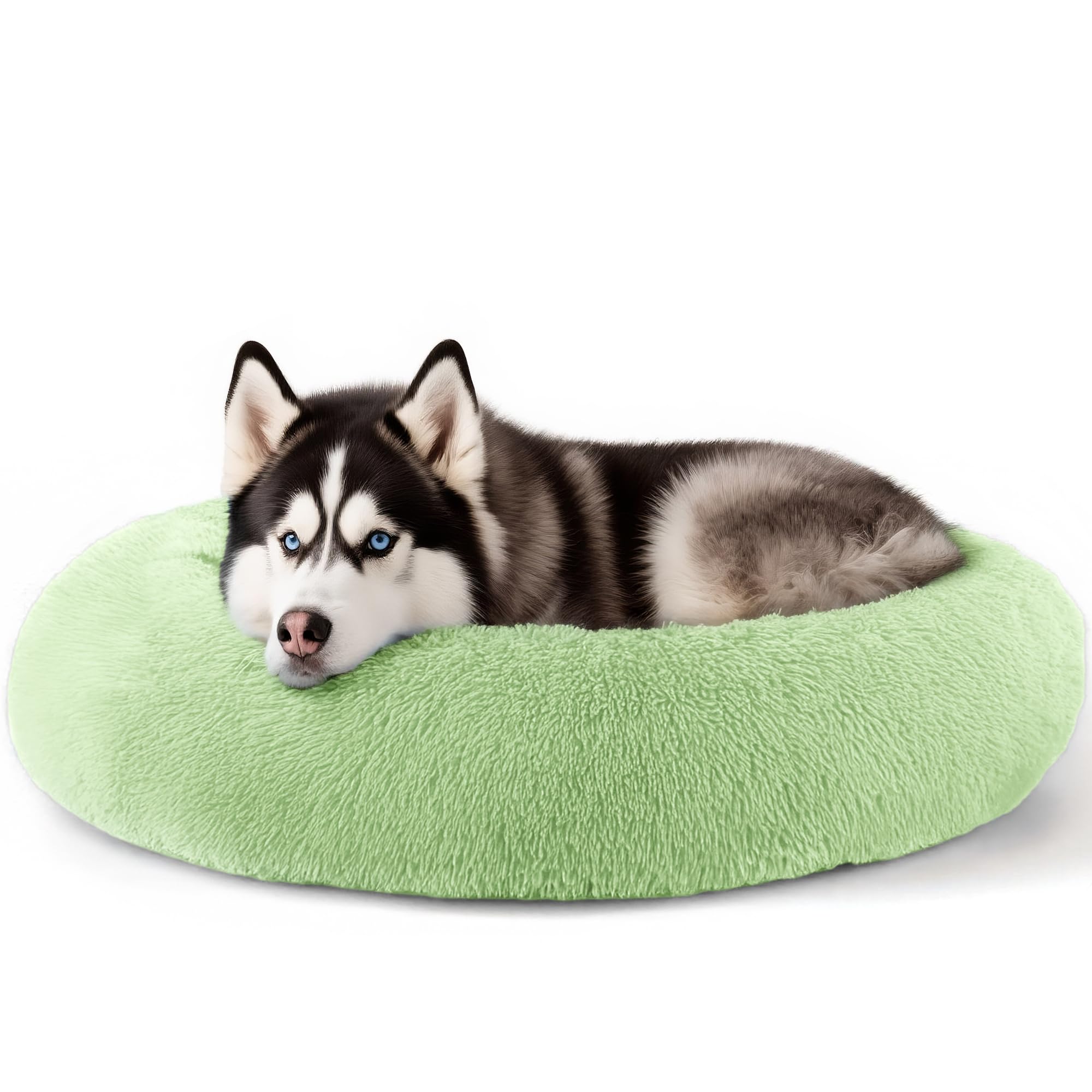 Cat bed, 20 inch soothing donut bed for puppies and kittens, washable round fluffy pet bed for small and medium-sized dogs and cats (light gray)
