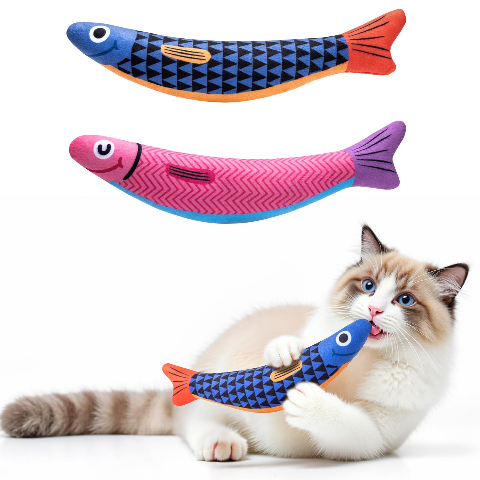 Cat Toys Indoor Cat and Kitten Interaction Soft Chewing Skirting Cat Toys, Fish Sound Toys