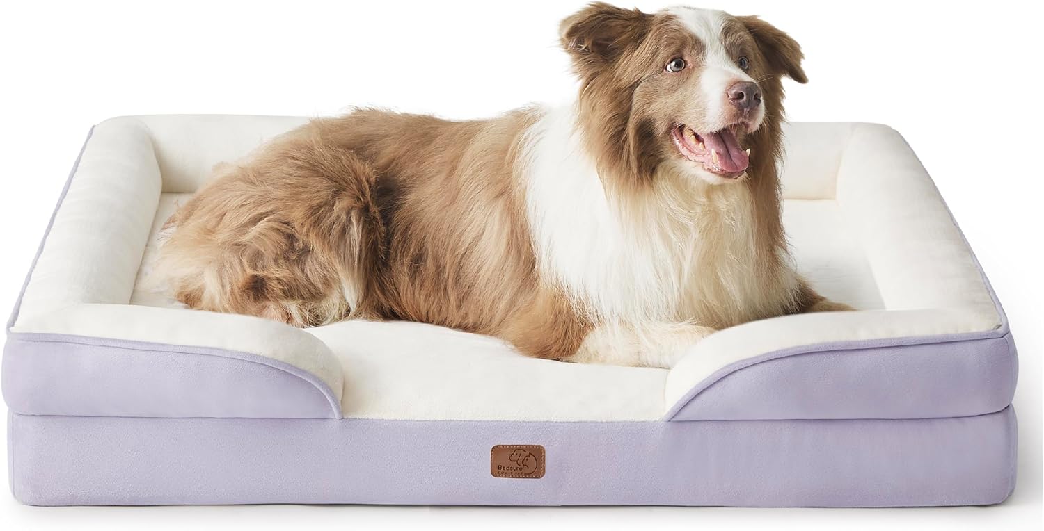 Bed type orthopedic dog bed large dog - washable large dog and cat bed waterproof, comfortable dog sofa, gray, 35 inches