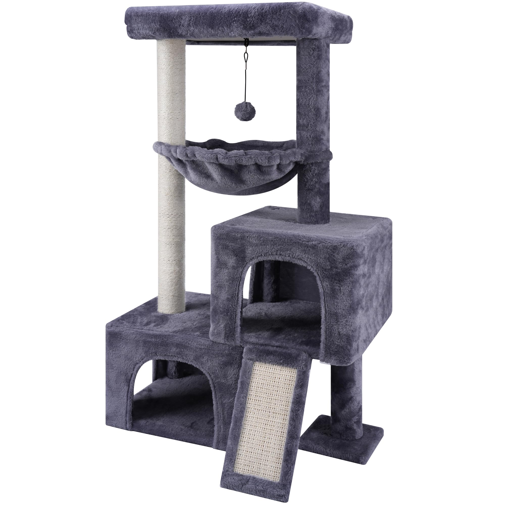 37.4 "Cactus Cat Tree Tower, equipped with indoor twin cat apartments, integrated sea bass hammocks, and toy balls