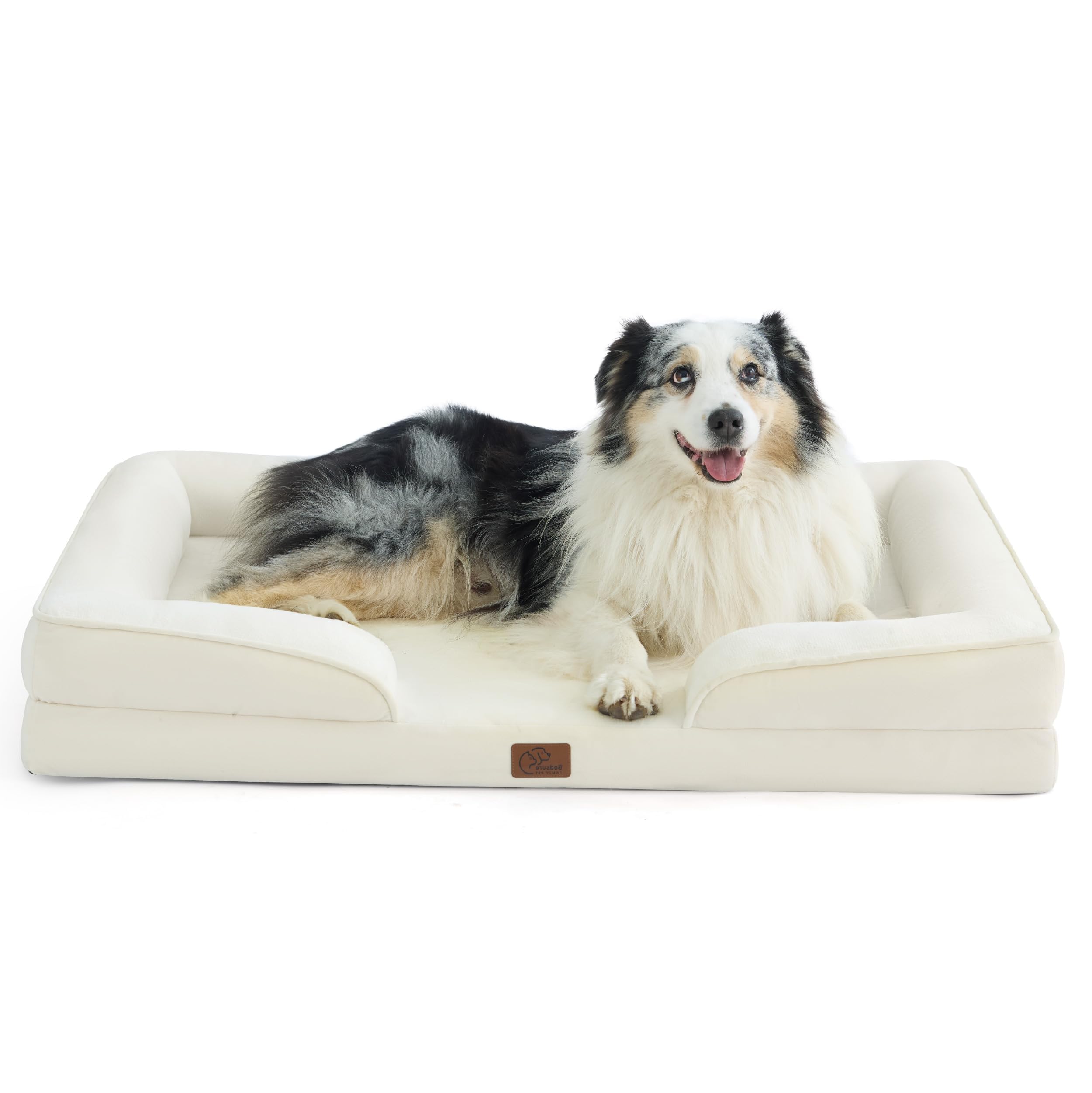 Bed type orthopedic dog bed large dog - washable large dog and cat bed waterproof, comfortable dog sofa, gray, 35 inches