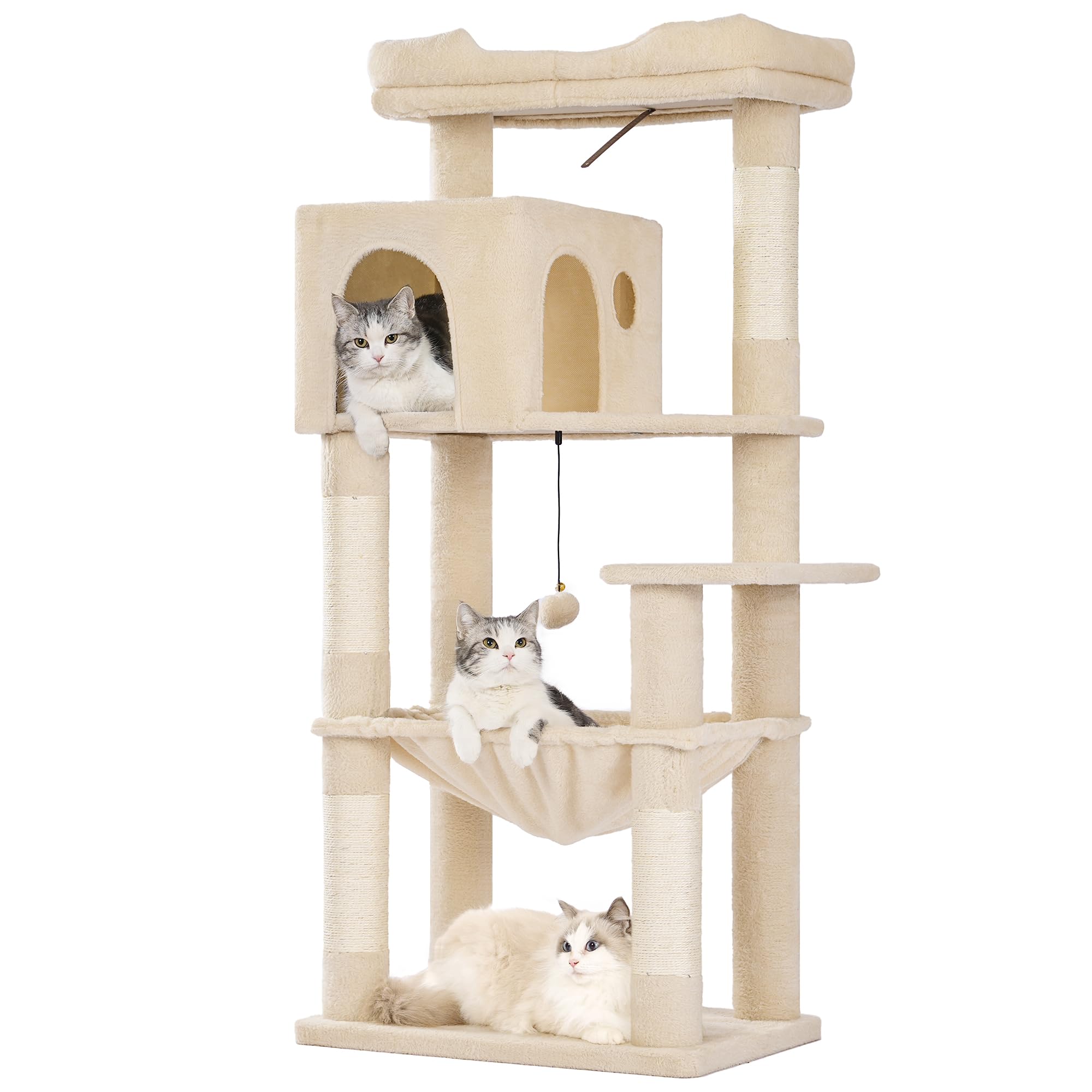 Cat Tree 32 inch small cat tree, suitable for large cats, adult cat tower, with scratch post, 15.7-inch large hammock