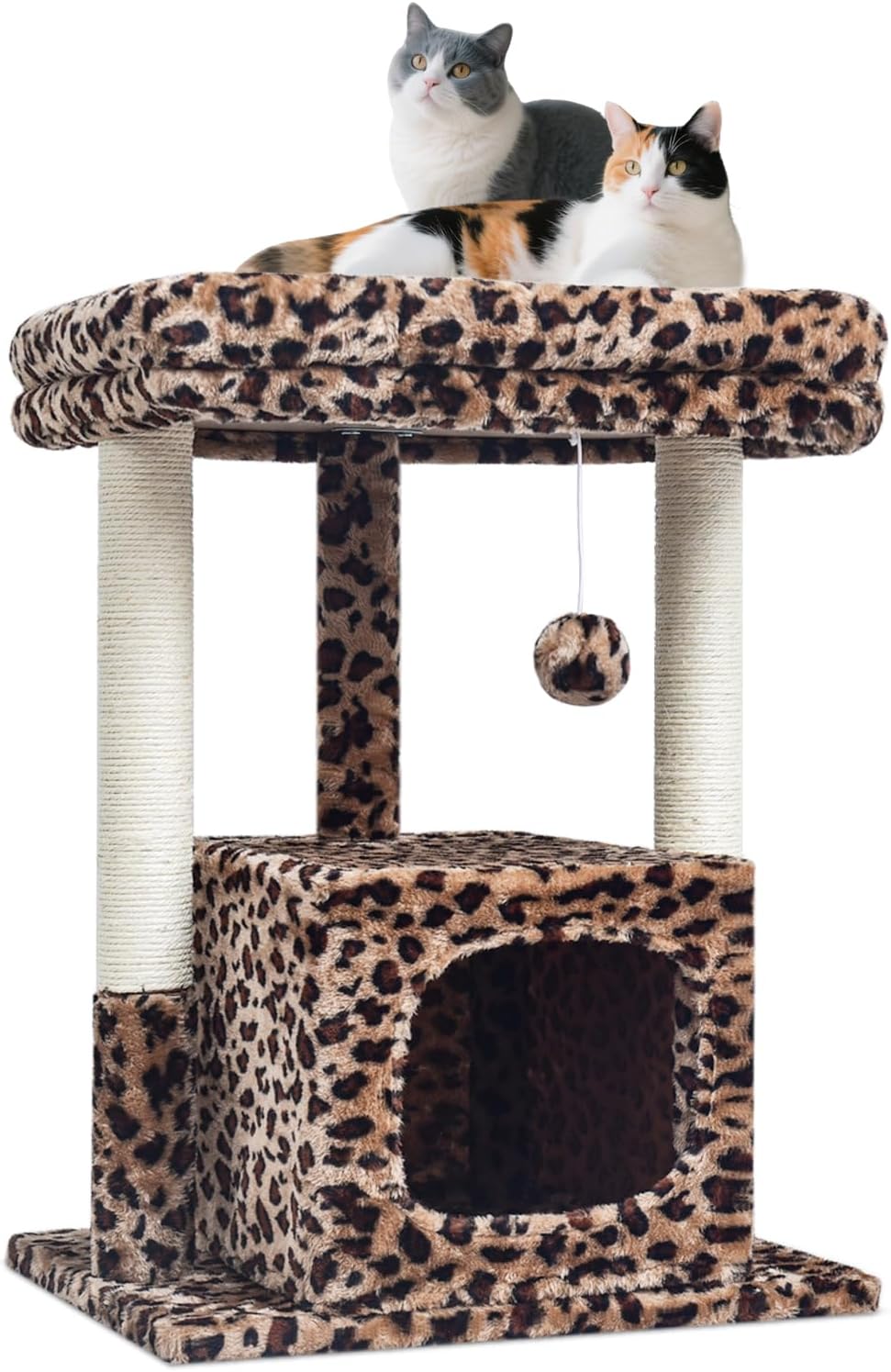 27 inch indoor cat tree, activity tower with scratch column | Modern kitten apartment