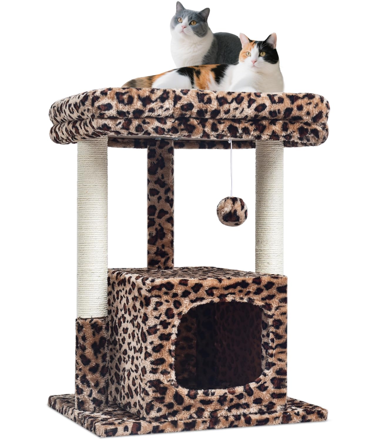 27 inch indoor cat tree, activity tower with scratch column | Modern kitten apartment