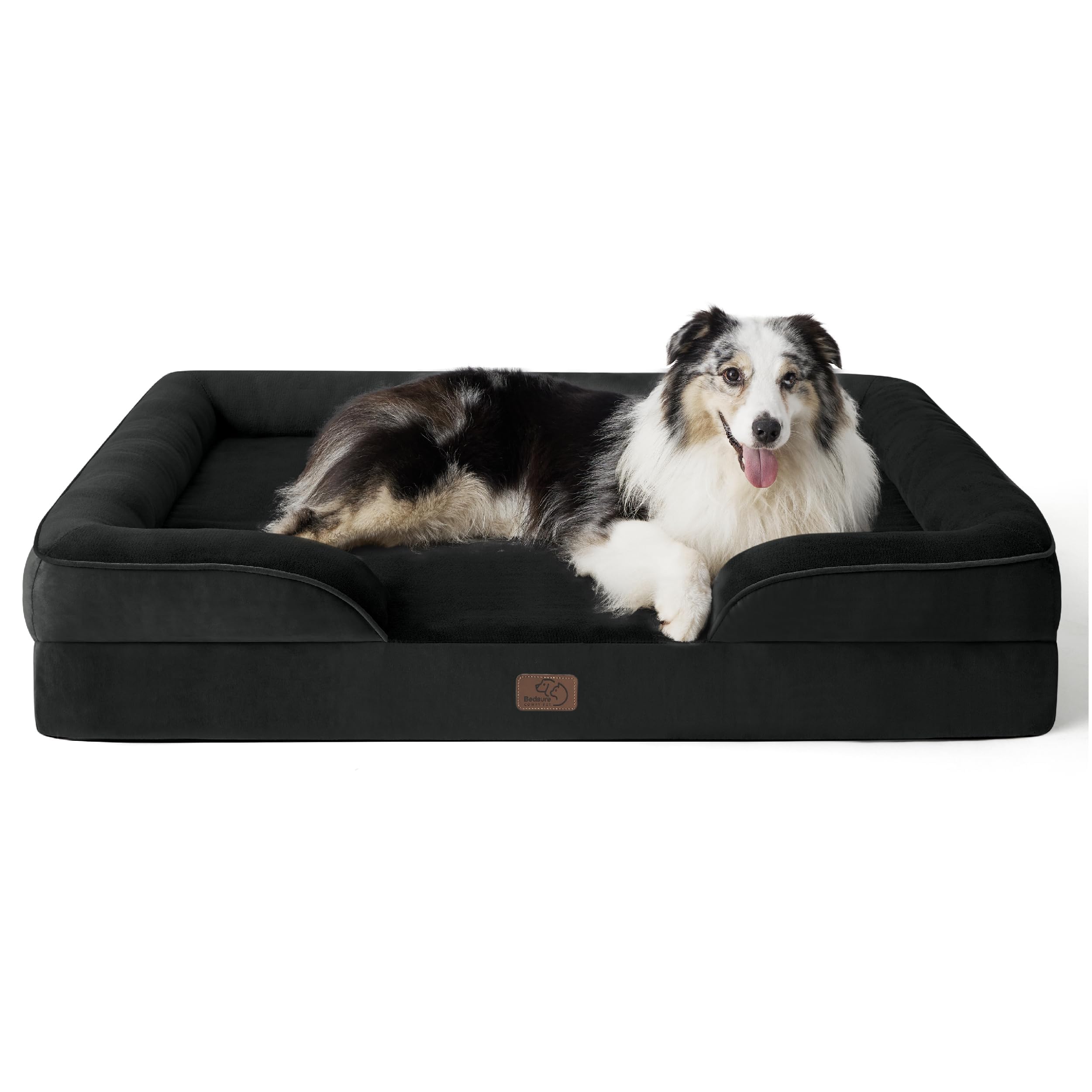 Bed type orthopedic dog bed large dog - washable large dog and cat bed waterproof, comfortable dog sofa, gray, 35 inches