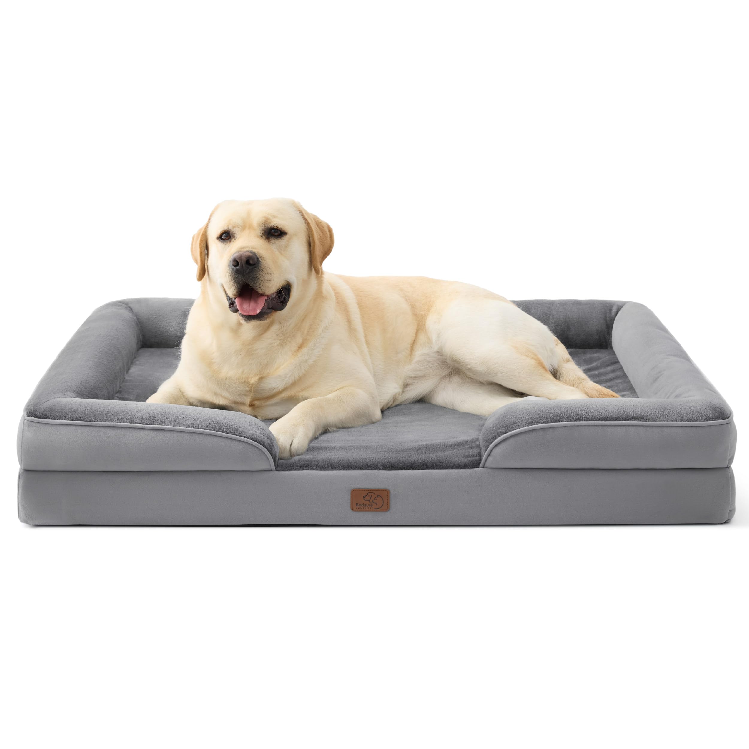 Bed type orthopedic dog bed large dog - washable large dog and cat bed waterproof, comfortable dog sofa, gray, 35 inches