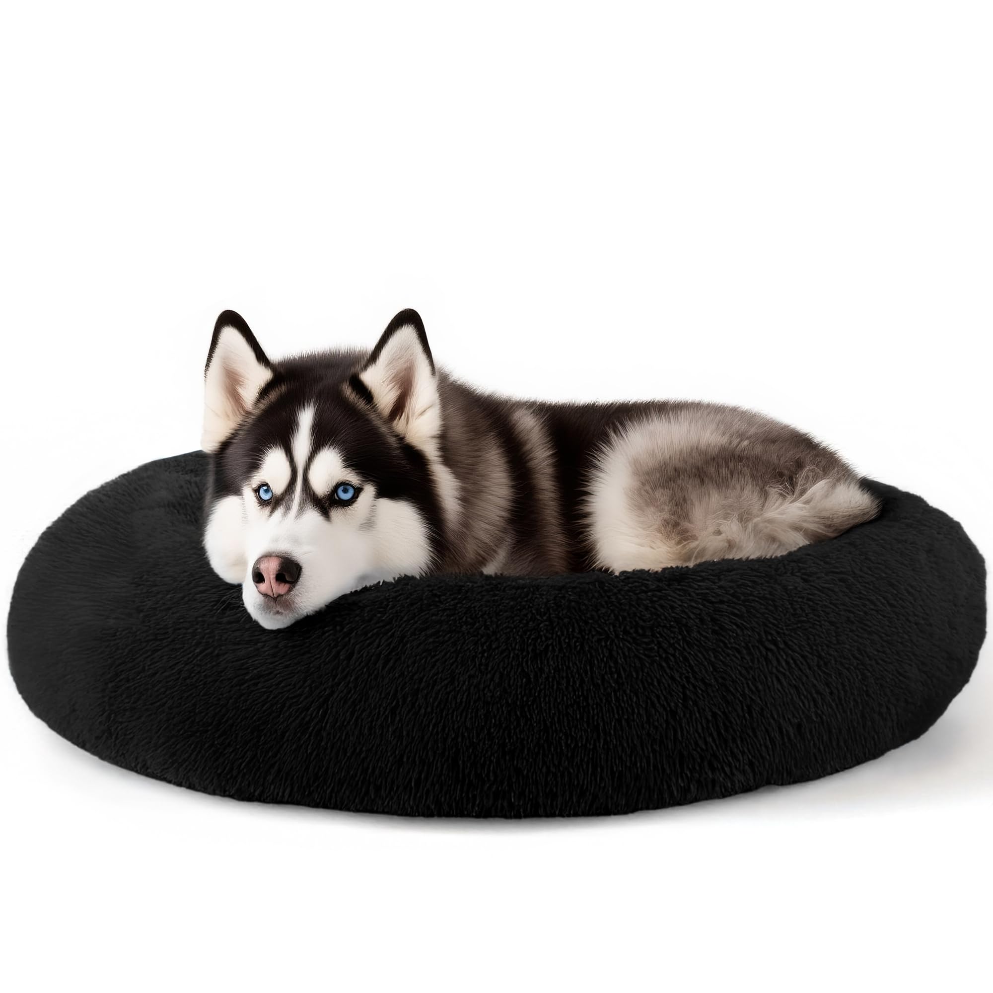 Cat bed, 20 inch soothing donut bed for puppies and kittens, washable round fluffy pet bed for small and medium-sized dogs and cats (light gray)