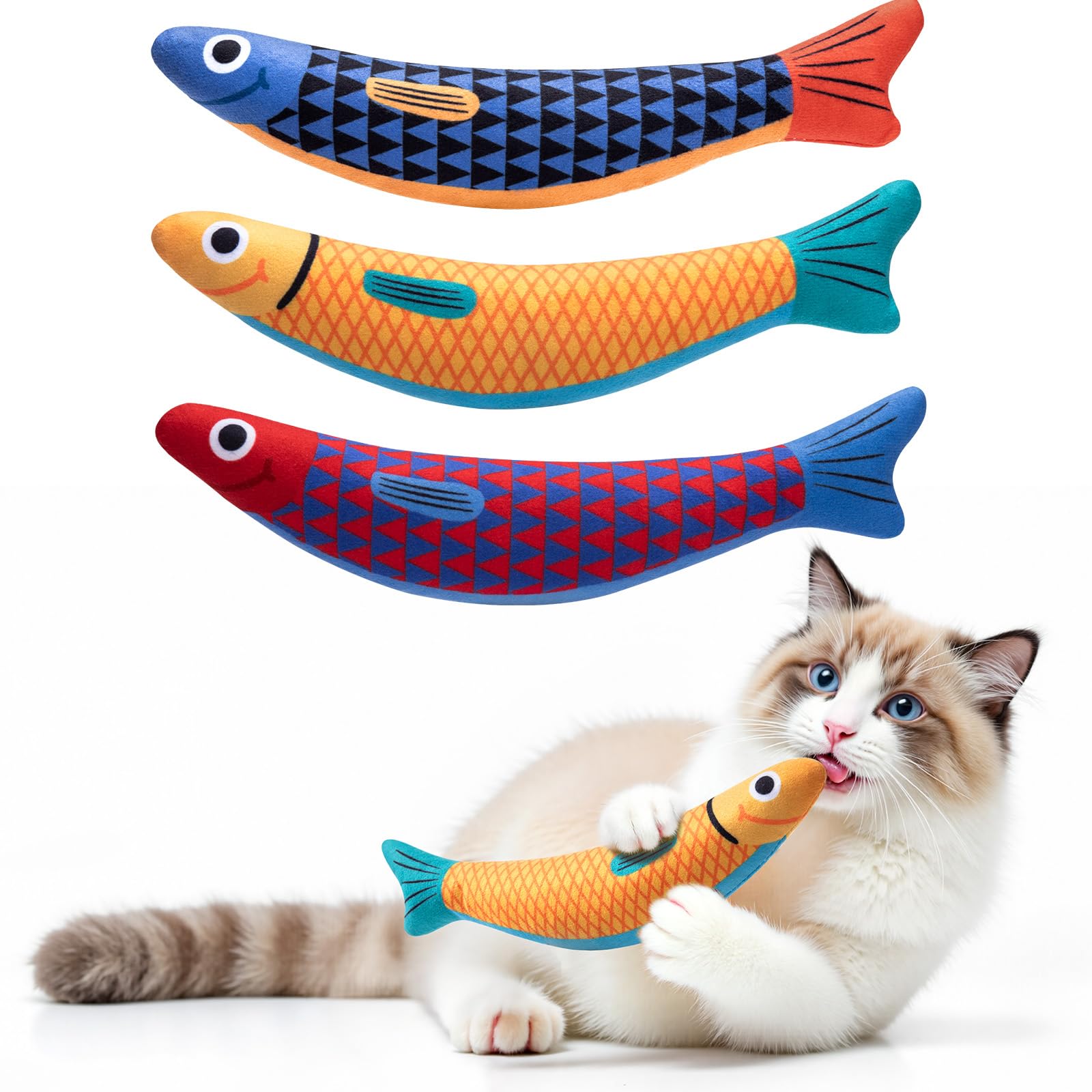 Cat Toys Indoor Cat and Kitten Interaction Soft Chewing Skirting Cat Toys, Fish Sound Toys