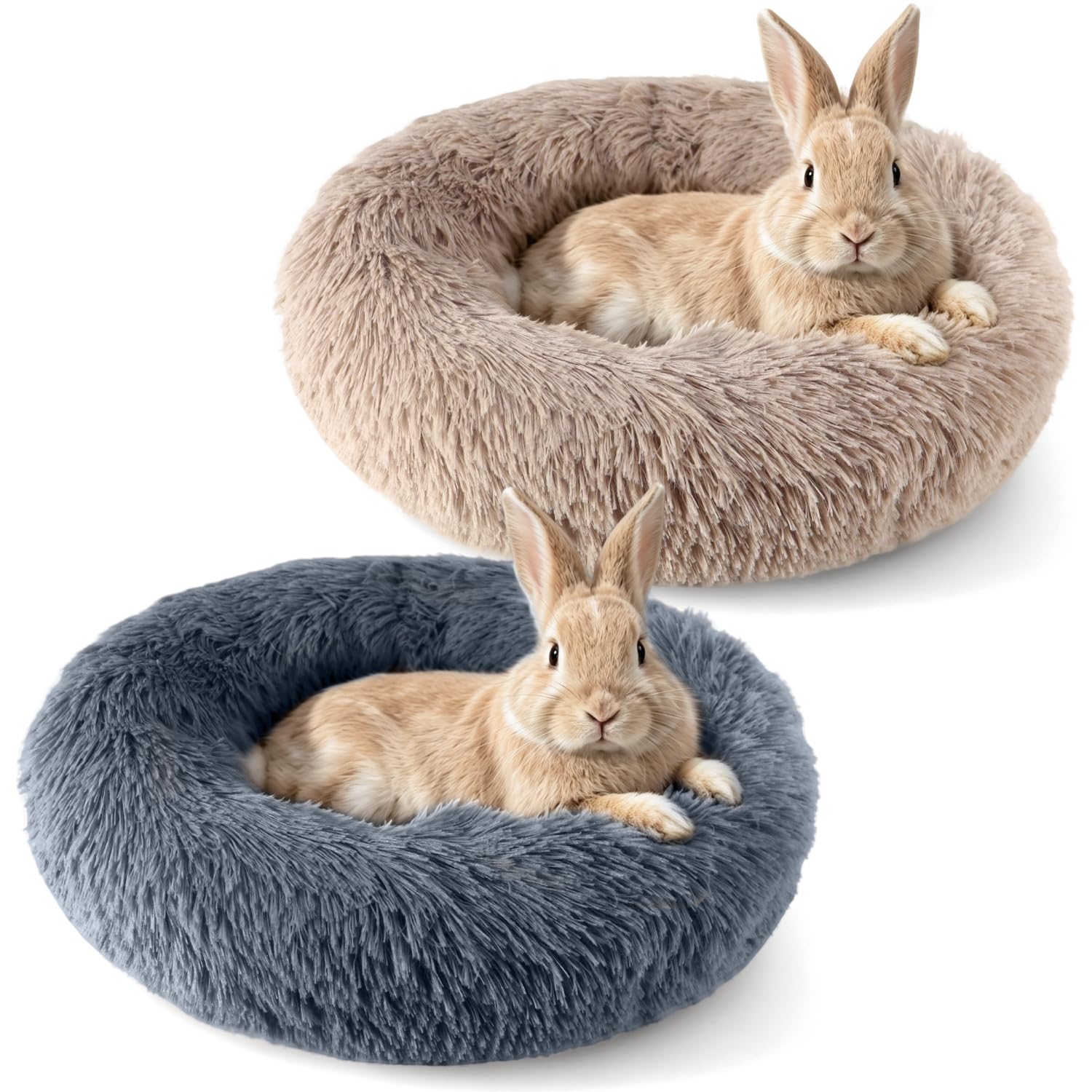 2-piece rabbit bed set, fluffy donut shaped rabbit hidden comfortable sleeping pad | Washable and comfortable hidden nest bed suitable for cats and pets