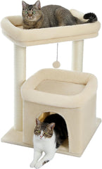 Four in one cactus cat tree, 33 inch indoor cat tower, with large apartment, cat scratching post