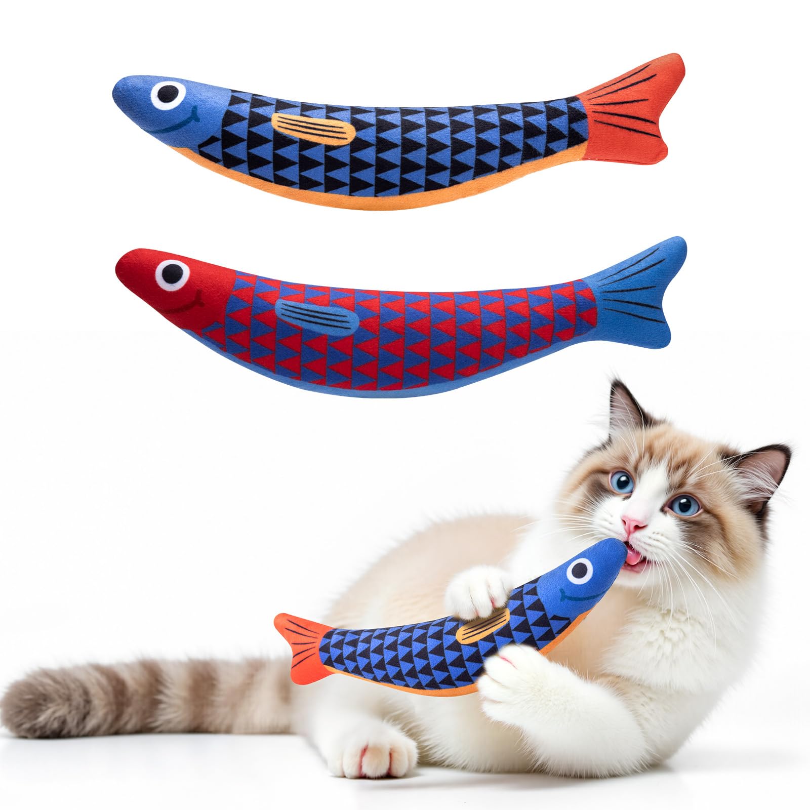 Cat Toys Indoor Cat and Kitten Interaction Soft Chewing Skirting Cat Toys, Fish Sound Toys