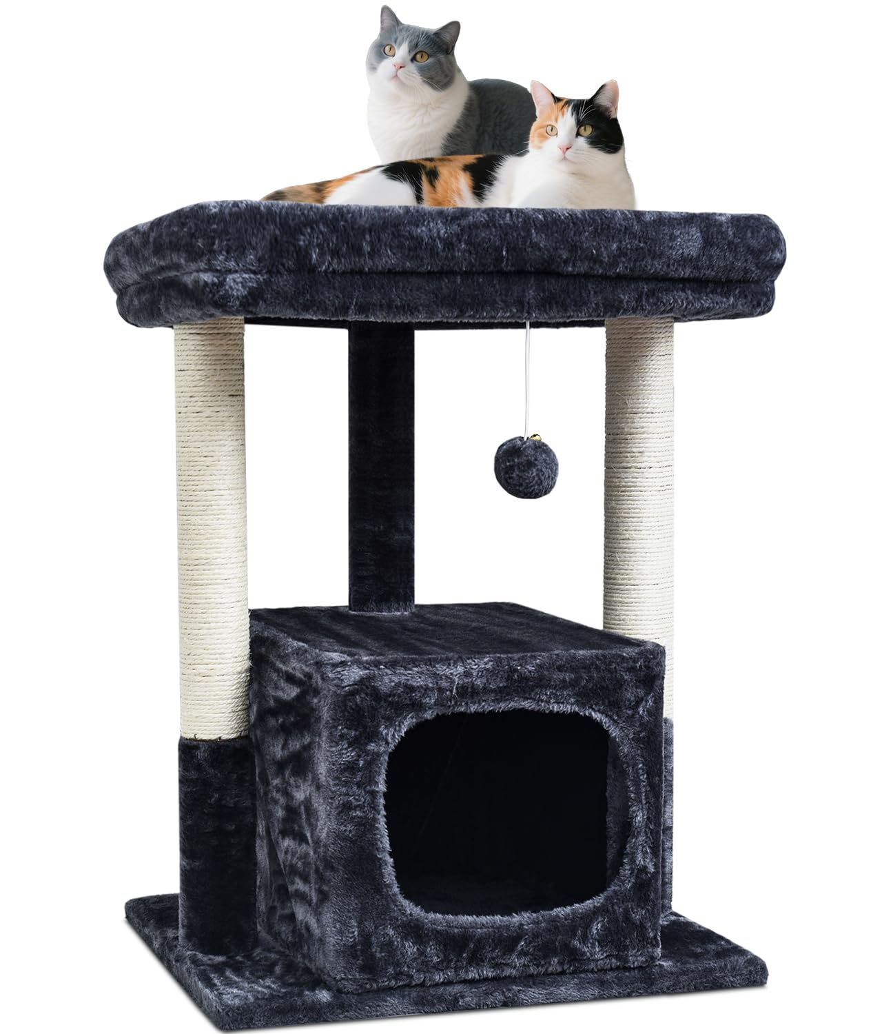 27 inch indoor cat tree, activity tower with scratch column | Modern kitten apartment
