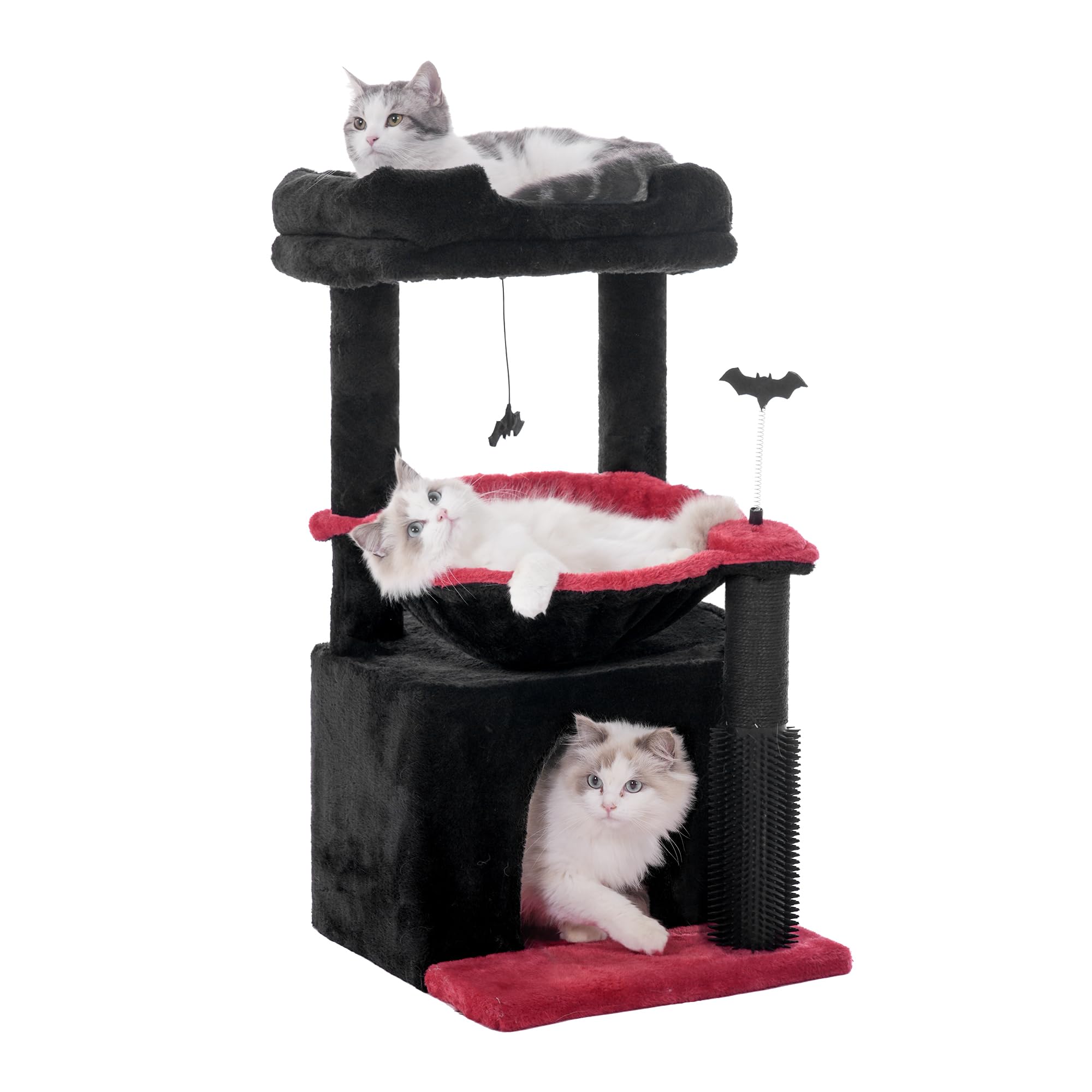 Cat Tree 32 inch small cat tree, suitable for large cats, adult cat tower, with scratch post, 15.7-inch large hammock
