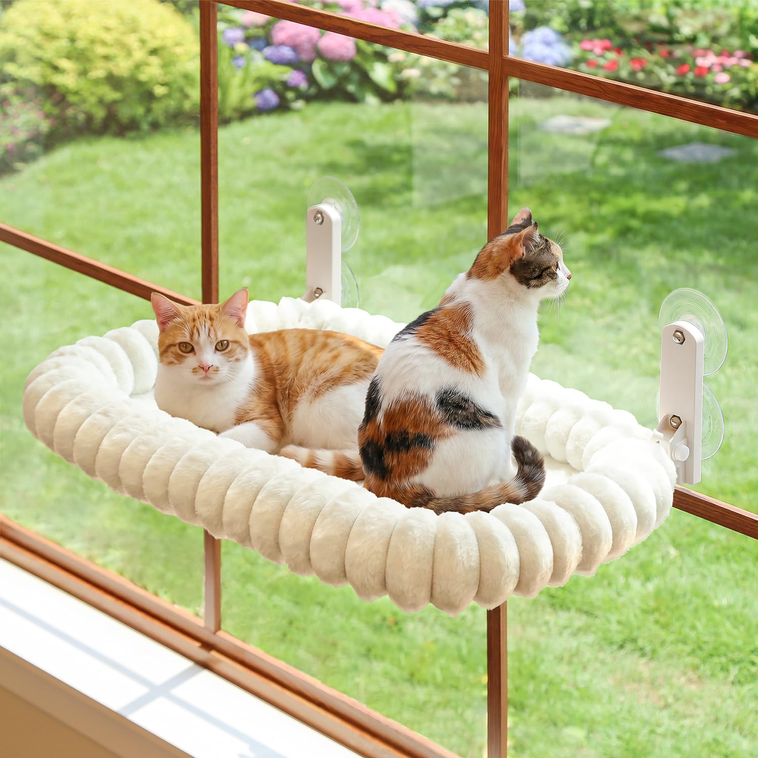 Folding Cat Window Mat - Cordless, Ultra Soft Machine Washable Bed (Milk White, Medium)