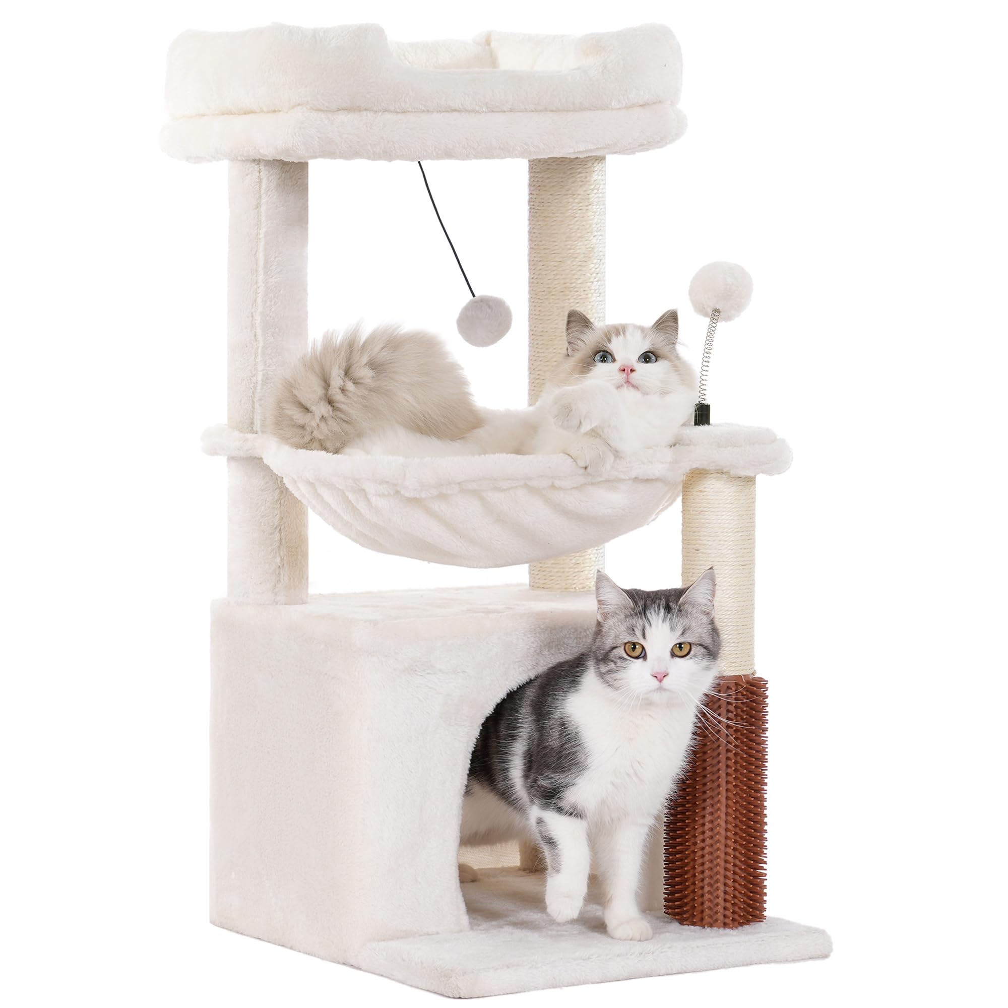 Cat Tree 32 inch small cat tree, suitable for large cats, adult cat tower, with scratch post, 15.7-inch large hammock