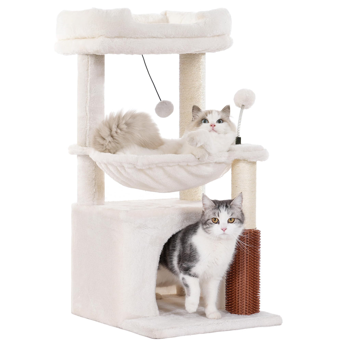 Cat Tree 32 inch small cat tree, suitable for large cats, adult cat tower, with scratch post, 15.7-inch large hammock