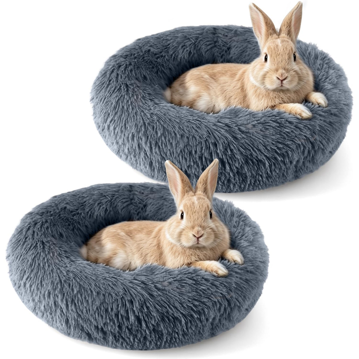 2-piece rabbit bed set, fluffy donut shaped rabbit hidden comfortable sleeping pad | Washable and comfortable hidden nest bed suitable for cats and pets