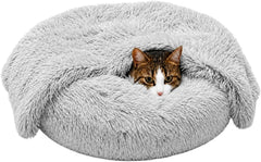 Washable puppy bed - Suitable for correcting small to large cats with soft plush pet beds - Navy gray 20 inches