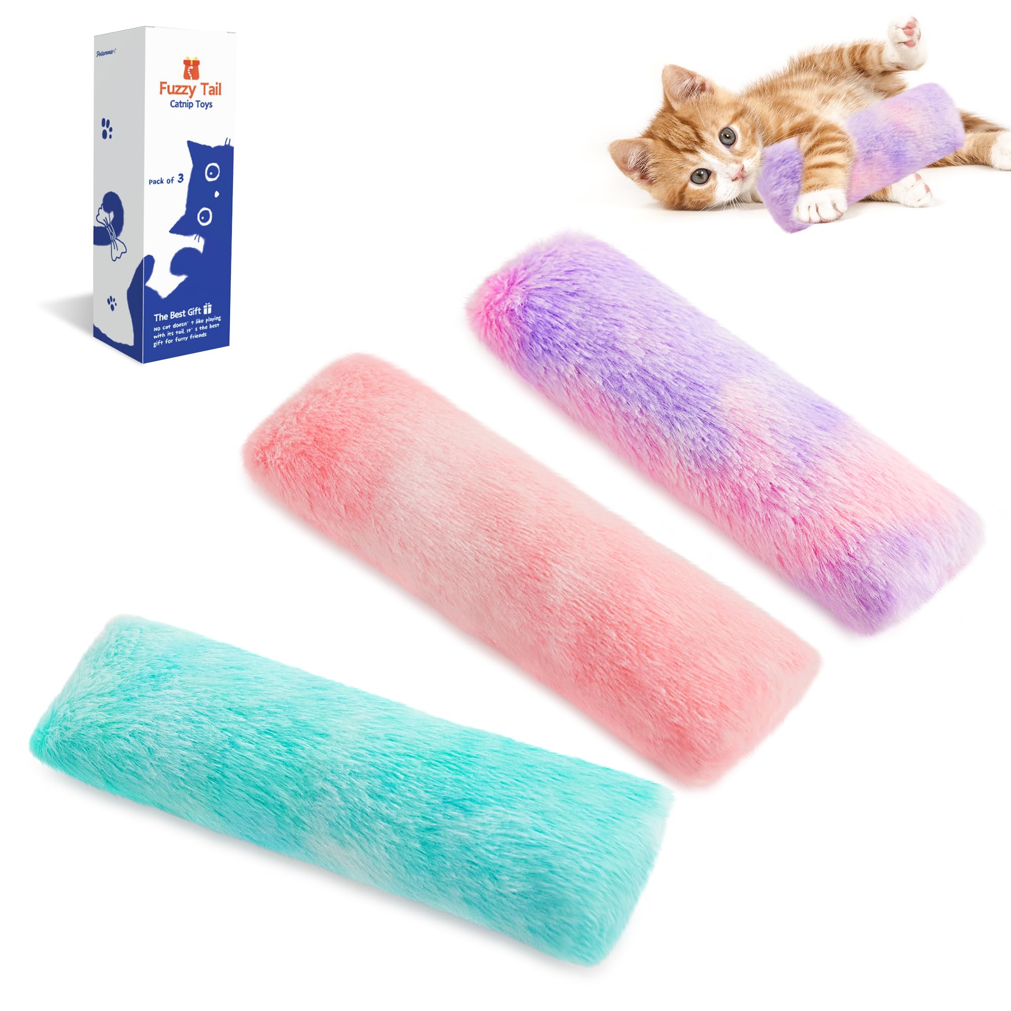 Cat Toy Pillow, 3-Piece Set, Soft and Durable Wrinkle Sound, Built in Catnip to Promote Kitten Movement