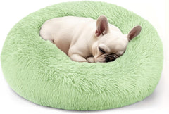 Cat bed, 20 inch soothing donut bed for puppies and kittens, washable round fluffy pet bed for small and medium-sized dogs and cats (light gray)