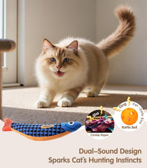 Cat Toys Indoor Cat and Kitten Interaction Soft Chewing Skirting Cat Toys, Fish Sound Toys