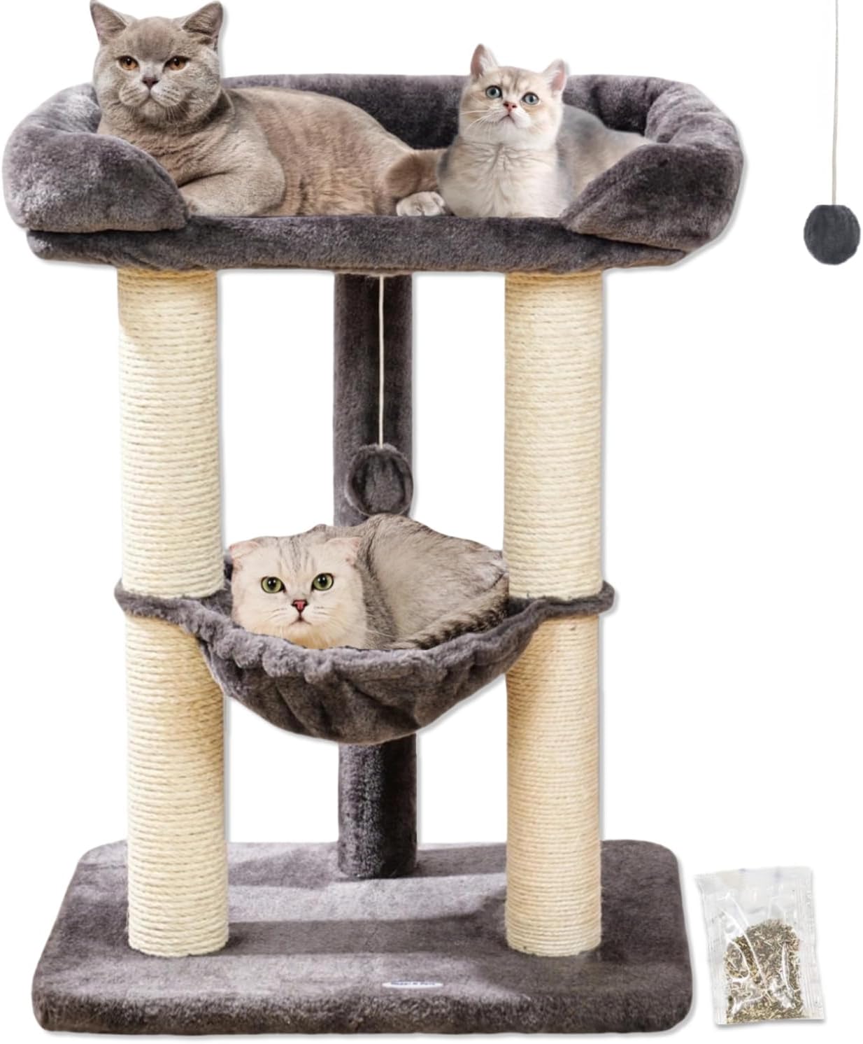 28 inch cat tree, large cat bed, cushioned kitten tower for window viewing