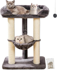 28 inch cat tree, large cat bed, cushioned kitten tower for window viewing