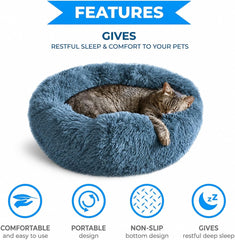 Washable puppy bed - Suitable for correcting small to large cats with soft plush pet beds - Navy gray 20 inches