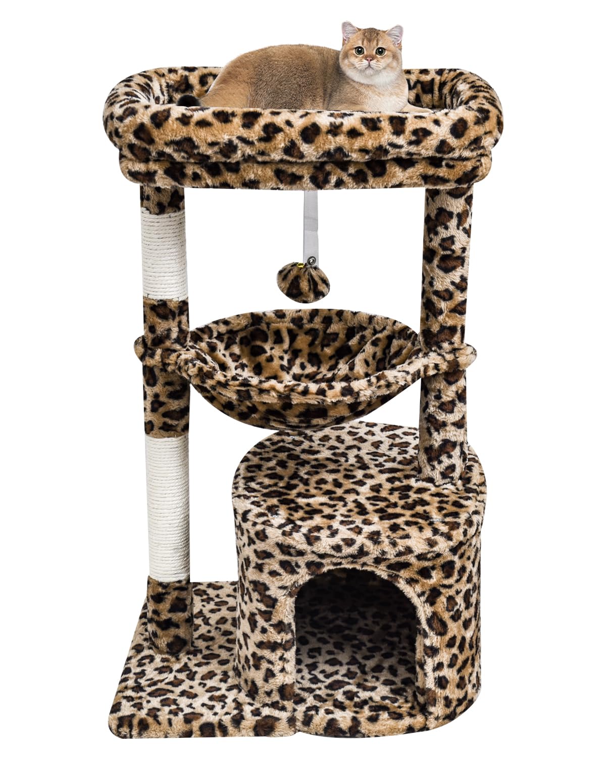 Indoor cat tree, cat tower with scratching post | modern cat house with cushioned bass