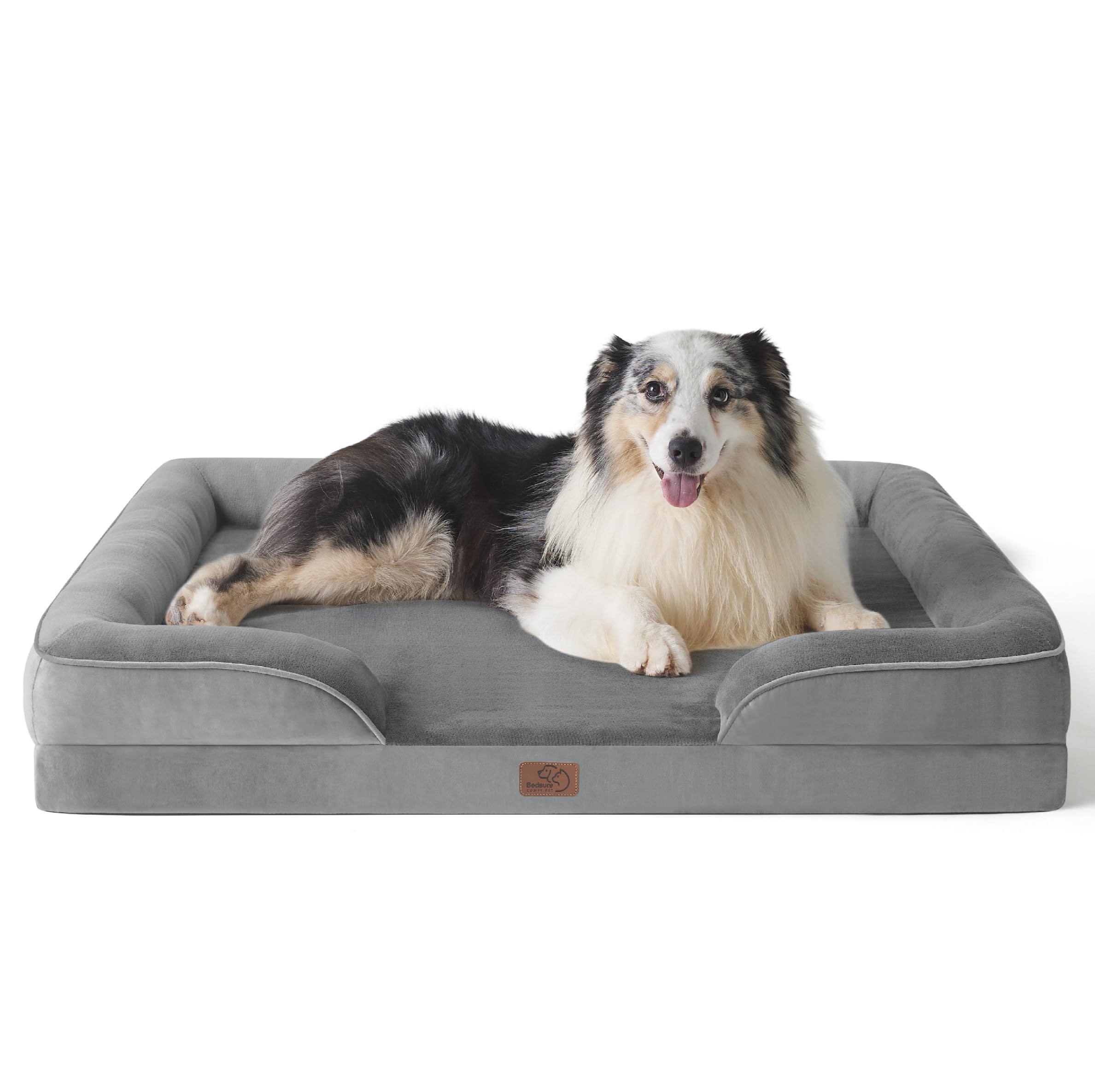 Bed type orthopedic dog bed large dog - washable large dog and cat bed waterproof, comfortable dog sofa, gray, 35 inches