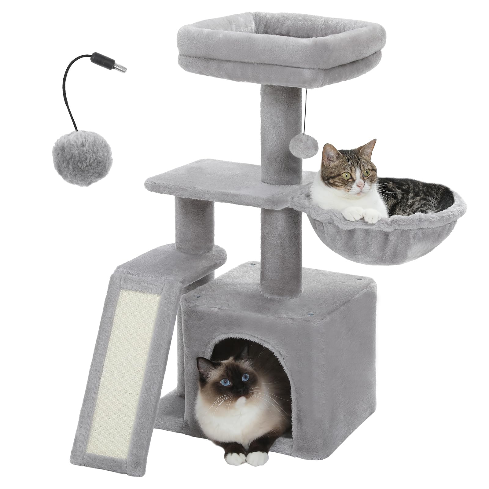 Indoor cat cactus cat tree, 32 inch small cat tower cat apartment with sisal scratch ramp