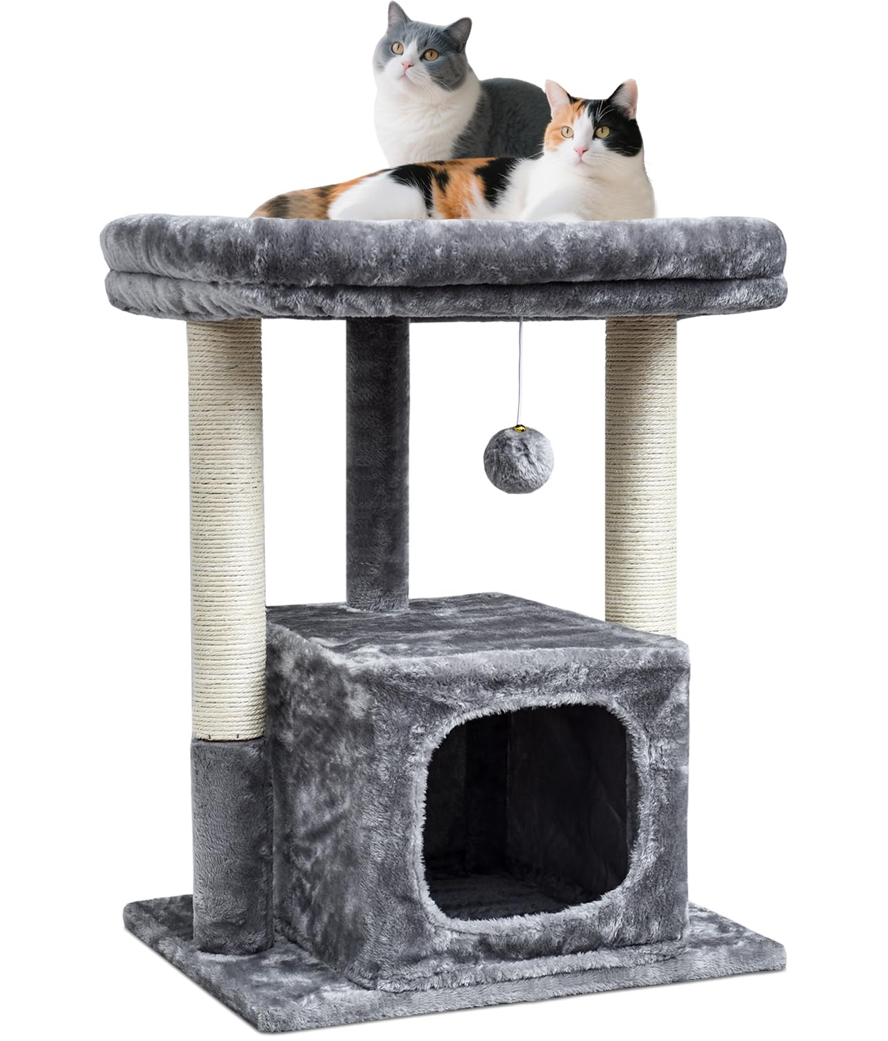 27 inch indoor cat tree, activity tower with scratch column | Modern kitten apartment