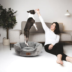 Puppy bed, indoor cat bed, pet bed for puppies and kittens, gray, 20 inches