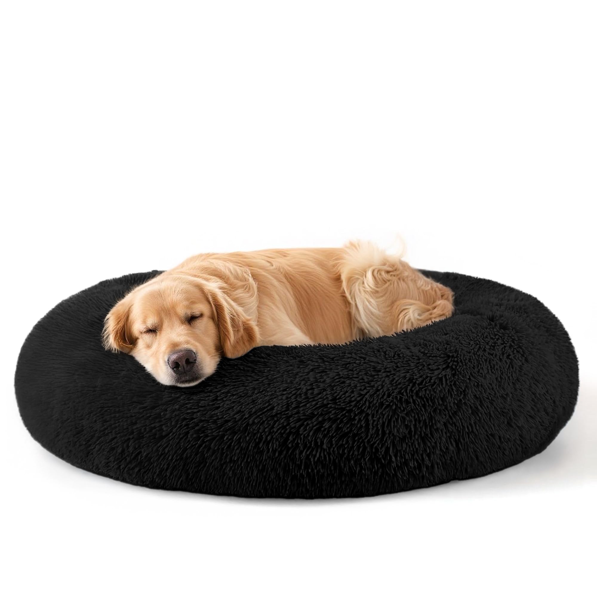 Cat bed, 20 inch soothing donut bed for puppies and kittens, washable round fluffy pet bed for small and medium-sized dogs and cats (light gray)