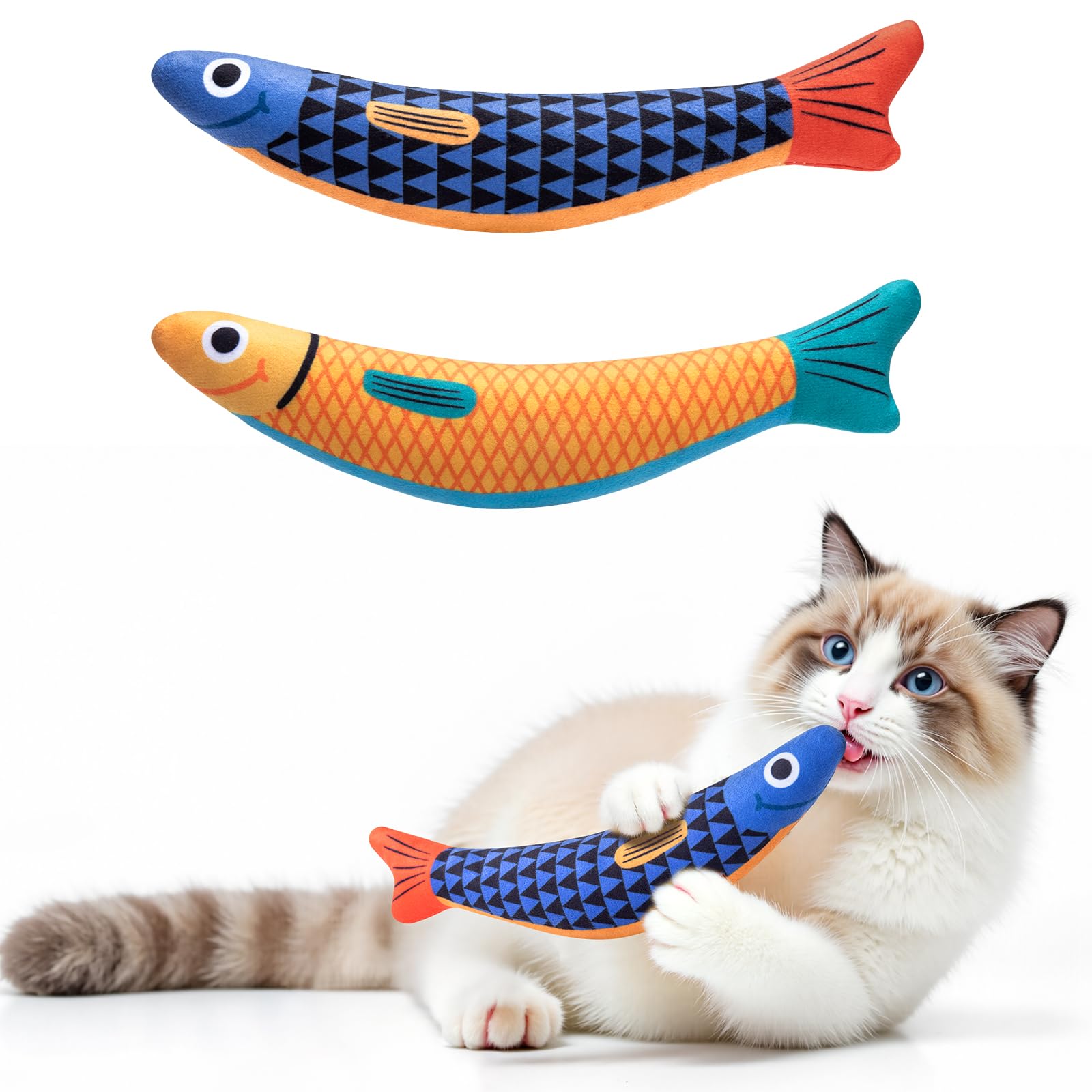Cat Toys Indoor Cat and Kitten Interaction Soft Chewing Skirting Cat Toys, Fish Sound Toys