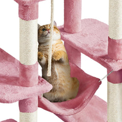 63 inch sturdy large cat tree, suitable for indoor heavy-duty cats, tall towers | plush apartments, hammocks