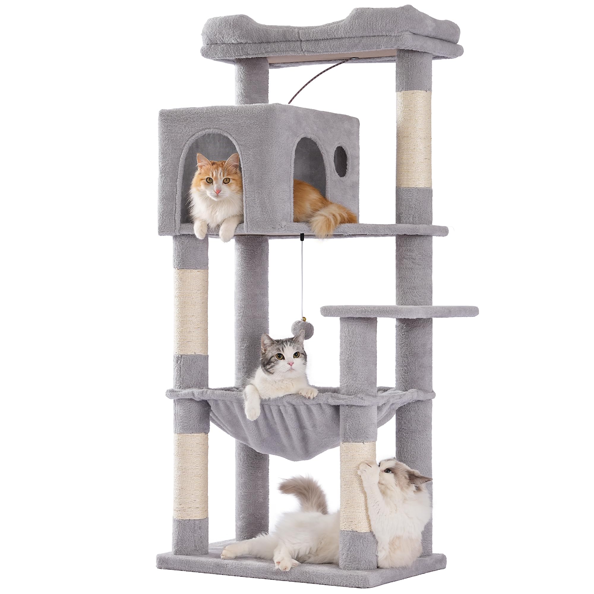 Cat Tree 32 inch small cat tree, suitable for large cats, adult cat tower, with scratch post, 15.7-inch large hammock
