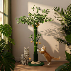 A 46 inch ultra-high cat pole designed specifically for large felines, equipped with a heavy-duty vertical cat catcher with natural sisal rope