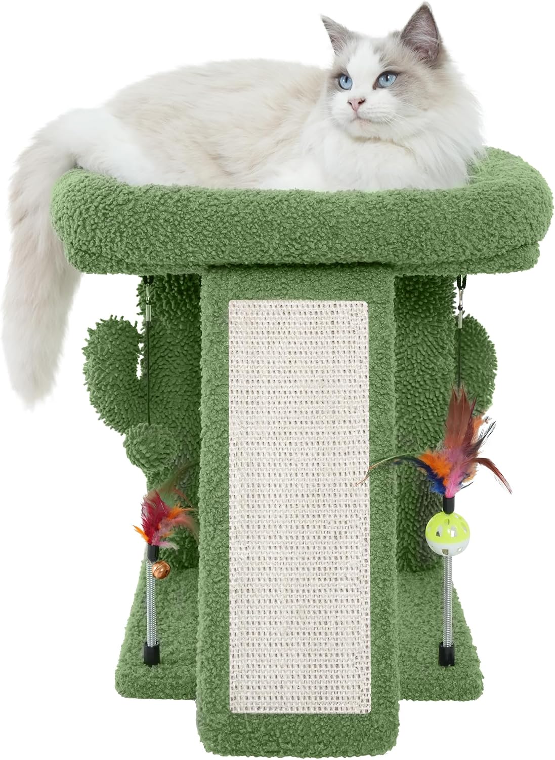 Cactus cat tree tower with indoor cat scratching post, activity center climbing tree cat furniture