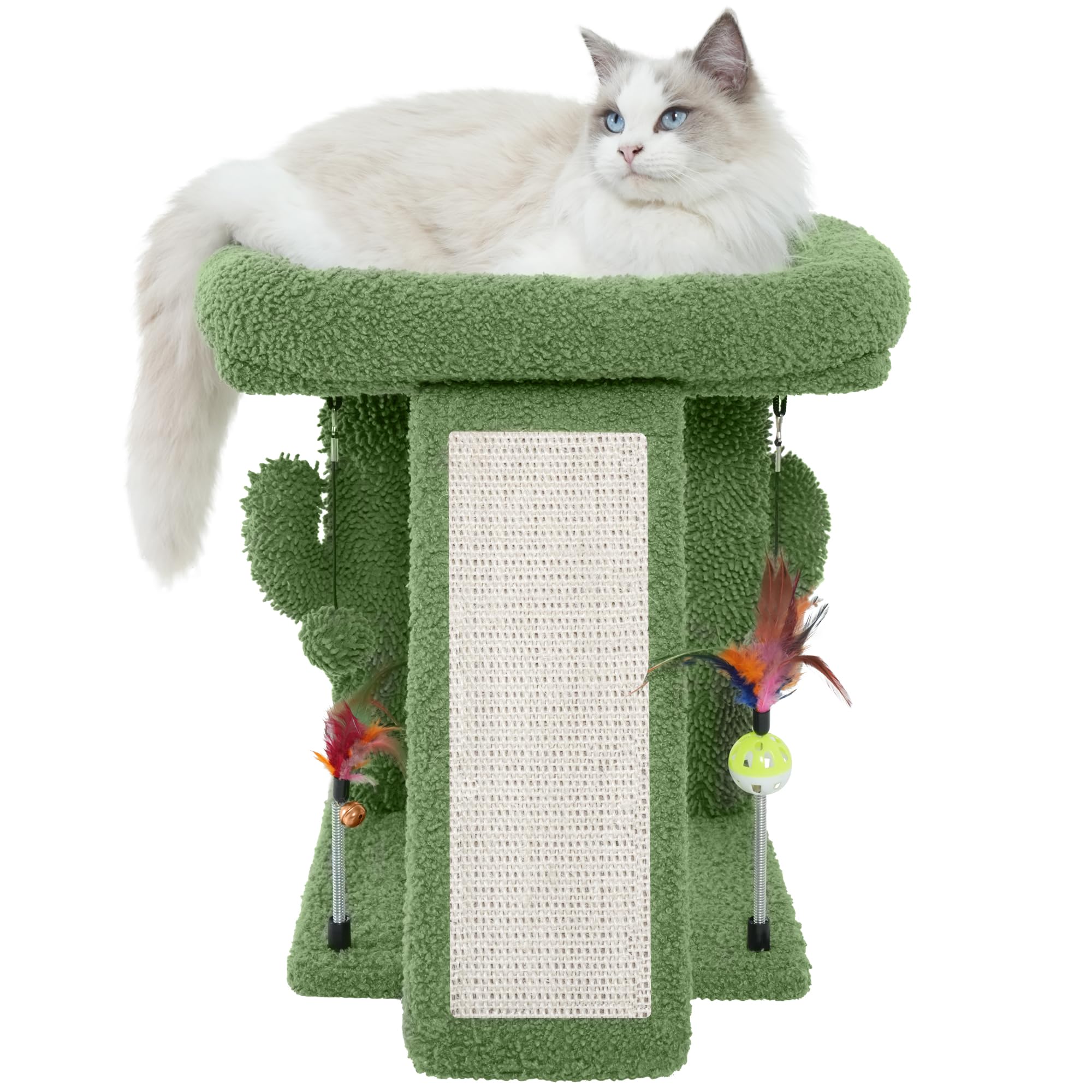 Cactus cat tree tower with indoor cat scratching post, activity center climbing tree cat furniture