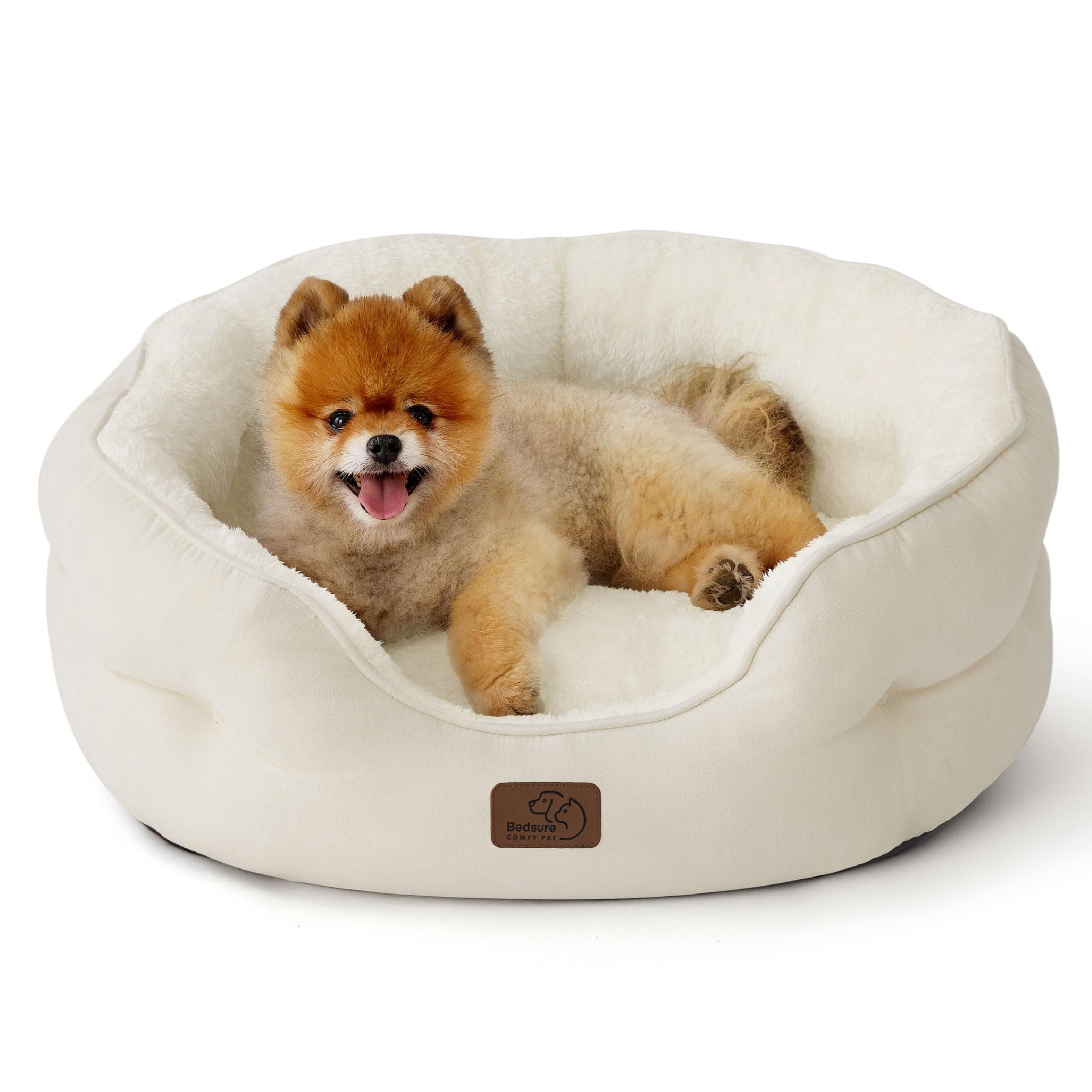 Bedding dog bed washable, circular cat bed for indoor cats, 20 inch soft plush pet bed for kittens, non slip bottom, easy to clean