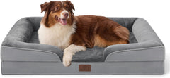 Bed type orthopedic dog bed large dog - washable large dog and cat bed waterproof, comfortable dog sofa, gray, 35 inches