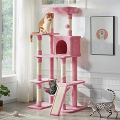 63 inch sturdy large cat tree, suitable for indoor heavy-duty cats, tall towers | plush apartments, hammocks