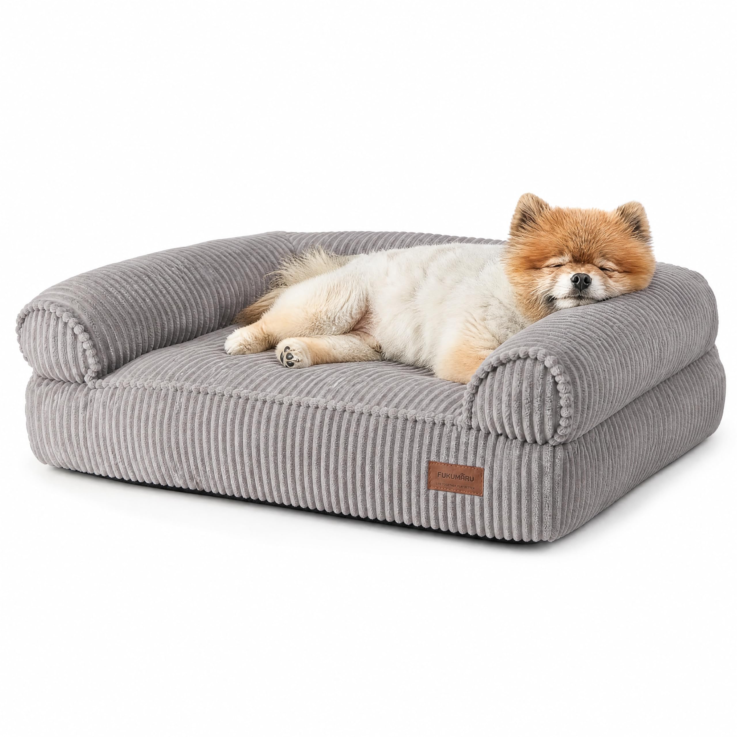 Dog Sofa Bed, Indoor Corduroy Comfortable Cat Bed with Washable Lid, 28 inch Waterproof Orthopedic Dog Bed Pet Sofa, Green