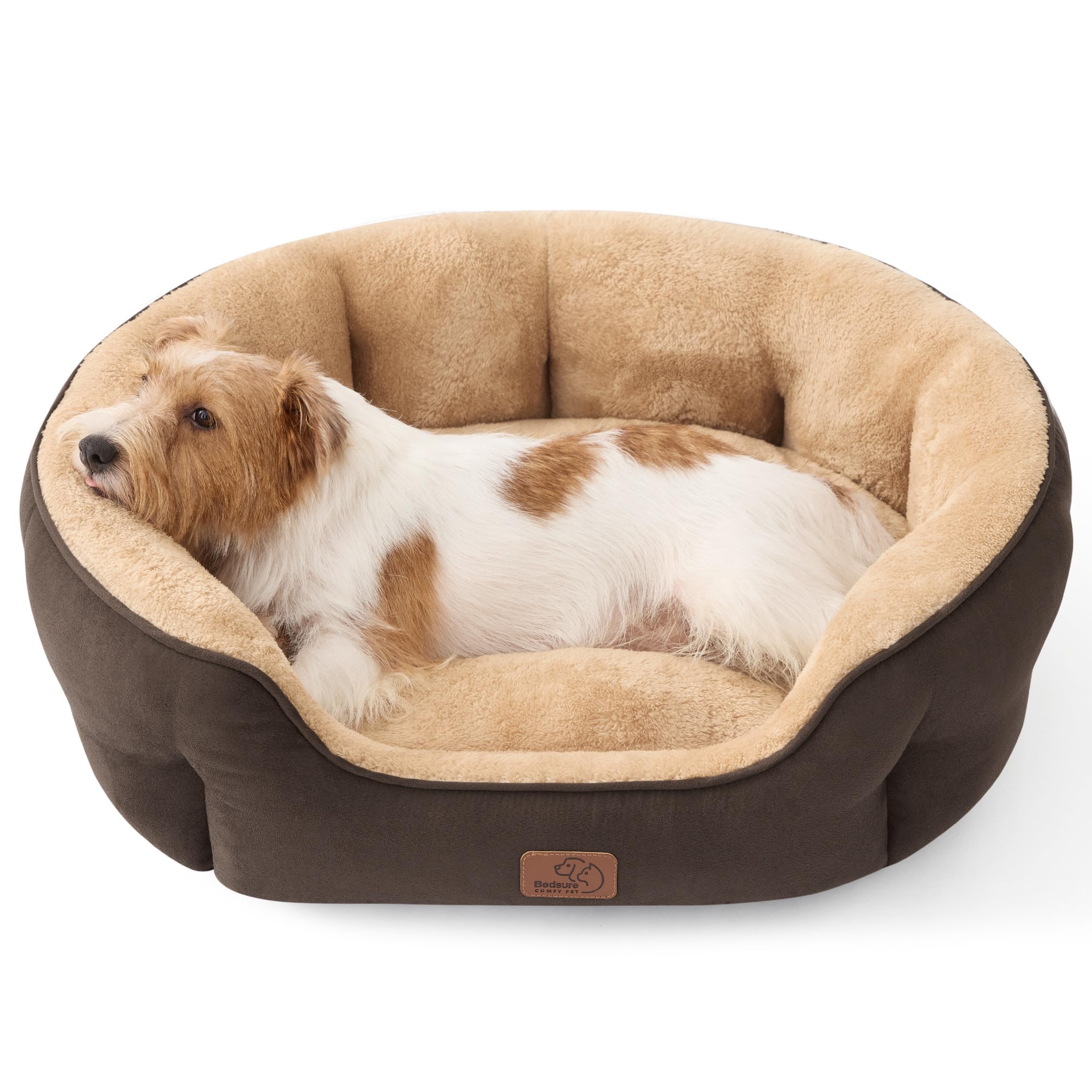 Bedding dog bed washable, circular cat bed for indoor cats, 20 inch soft plush pet bed for kittens, non slip bottom, easy to clean