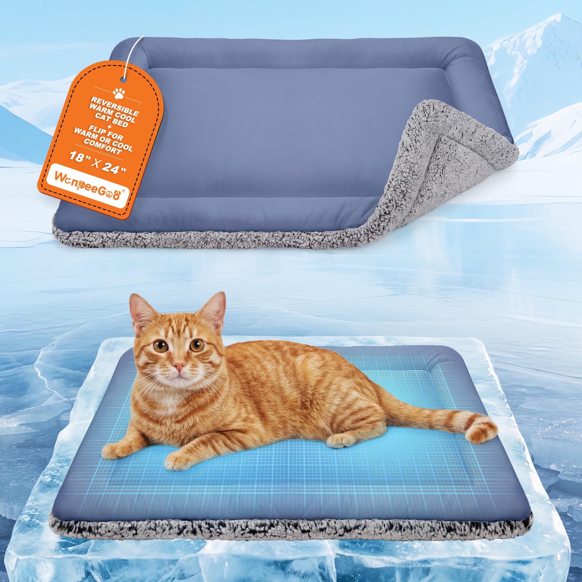 Cat cooling pad, self warming cat bed, suitable for winter warm cat pads and summer cool cat pads for cats and dogs, 18 inches x 24 inches