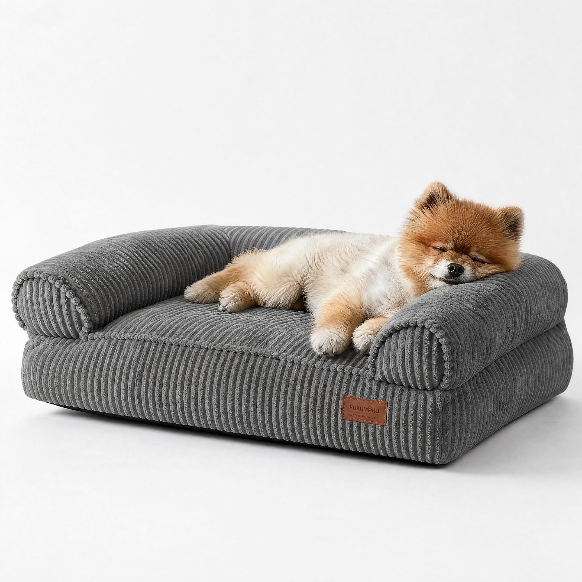Dog Sofa Bed, Indoor Corduroy Comfortable Cat Bed with Washable Lid, 28 inch Waterproof Orthopedic Dog Bed Pet Sofa, Green