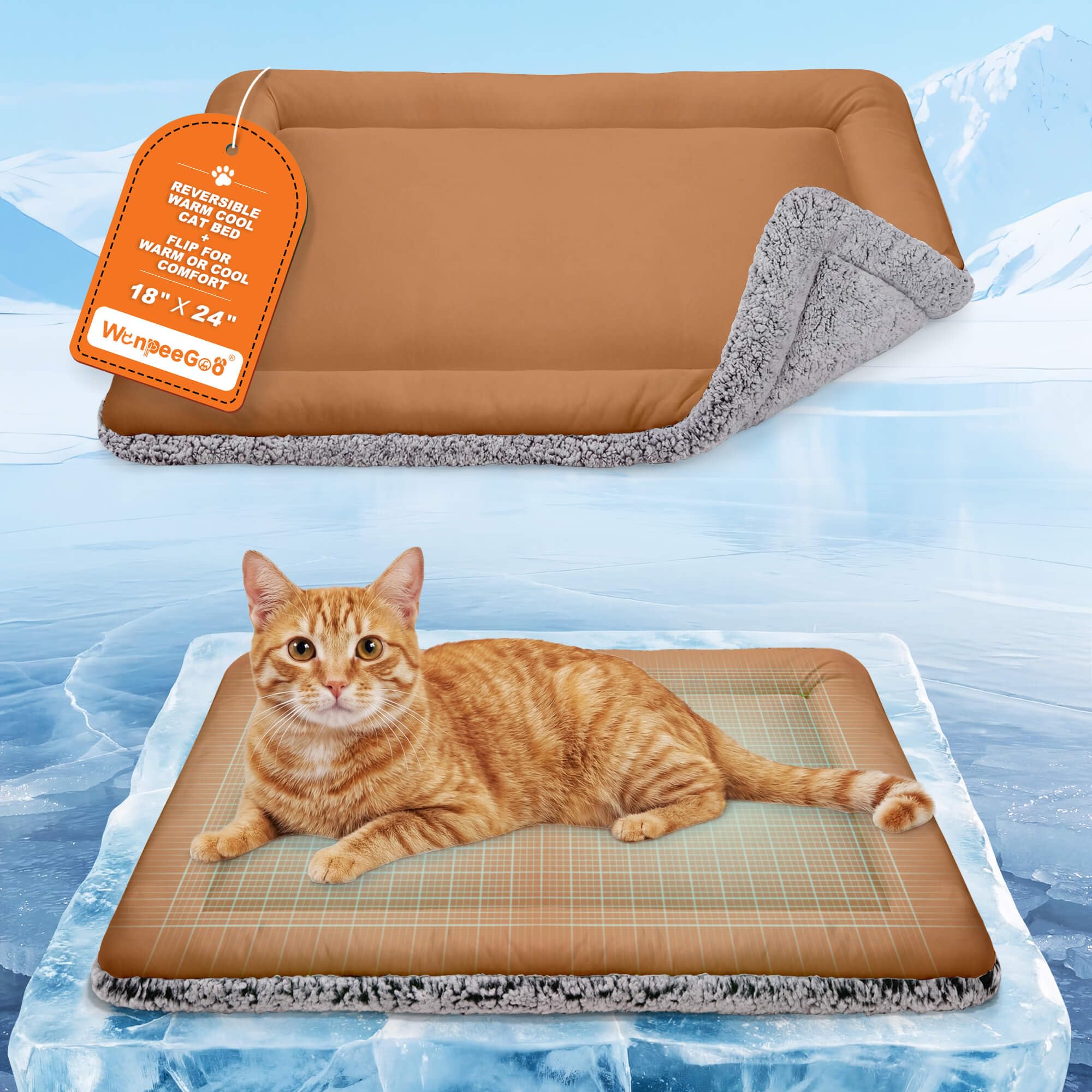 Cat cooling pad, self warming cat bed, suitable for winter warm cat pads and summer cool cat pads for cats and dogs, 18 inches x 24 inches